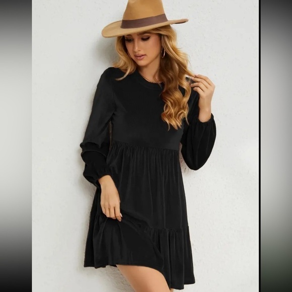 Fit and Flare Crew Neck Long Sleeve Dress - Picture 5 of 5